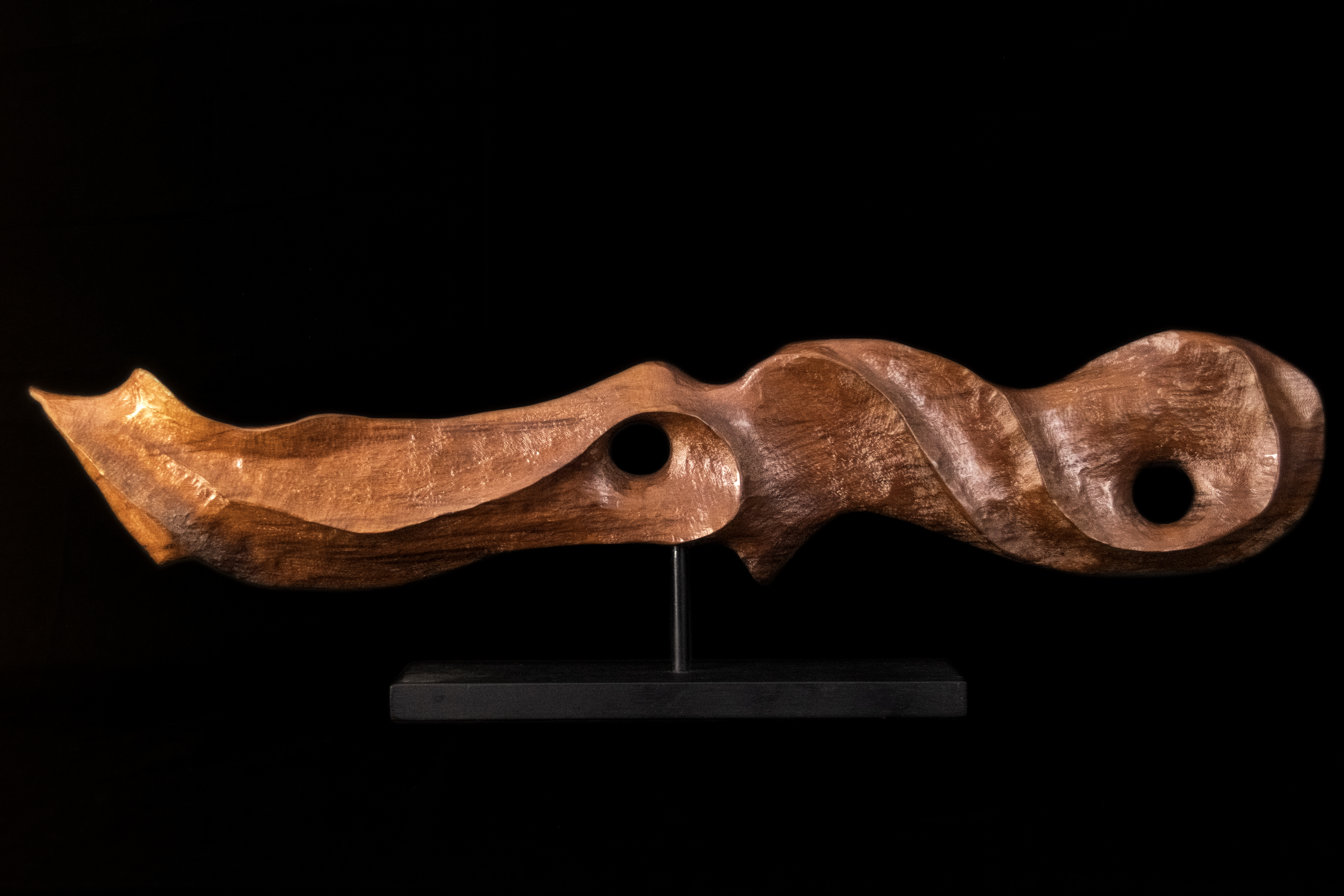 Escultura 'Fósil' tallada en madera cancharana, 75x20cm